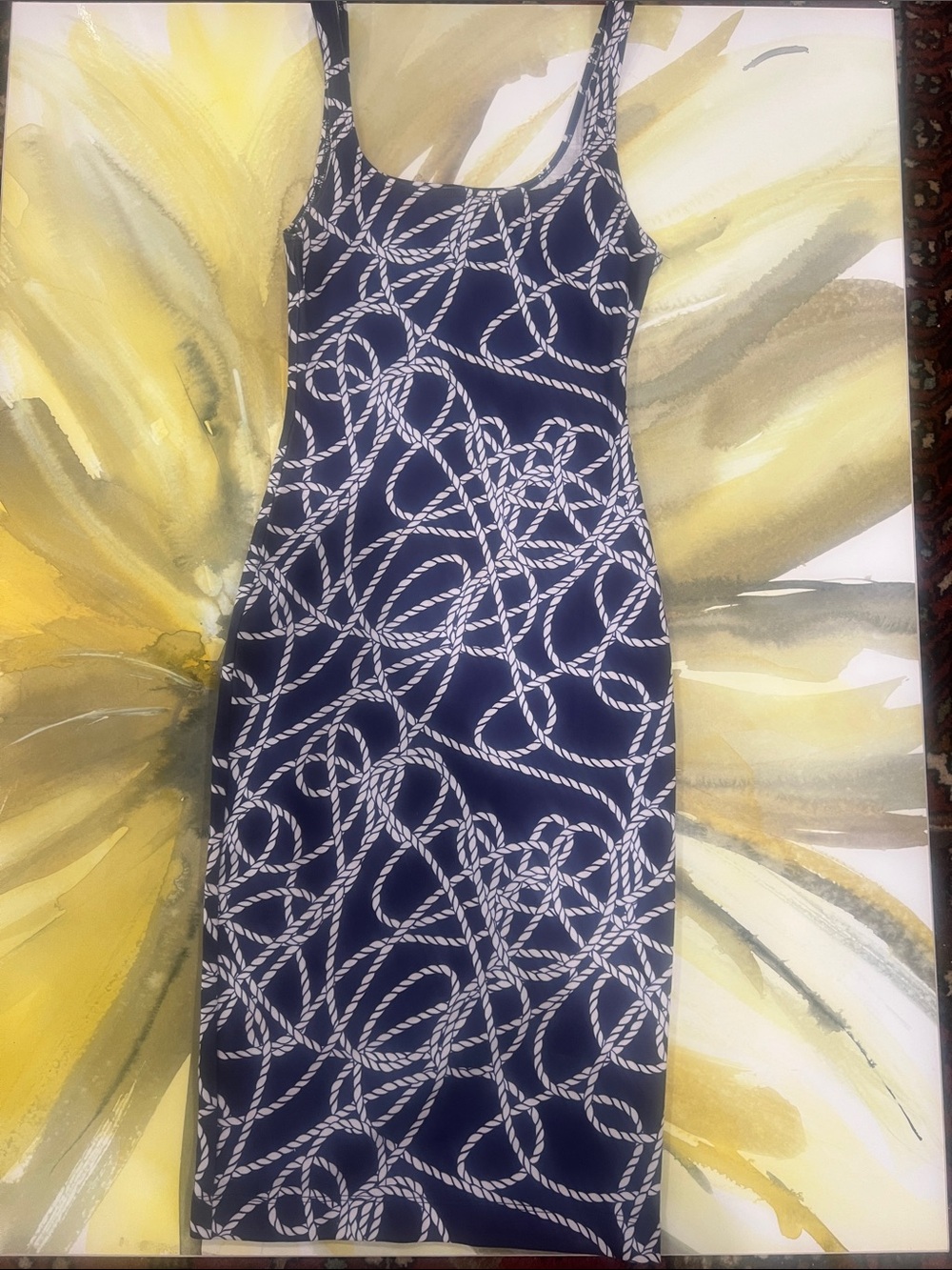 Zara Navy Blue Nautical Rope Print Bodycon Dress